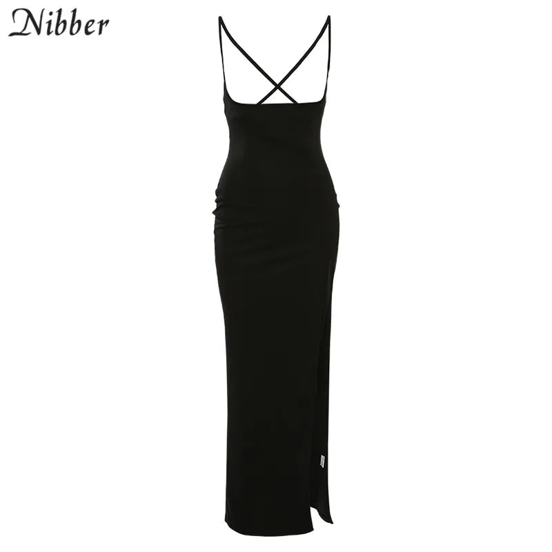 NIBBER black sexy camis dresses women party long dress beach vacation new year 2024 spring summer new slim soft stretch fashion