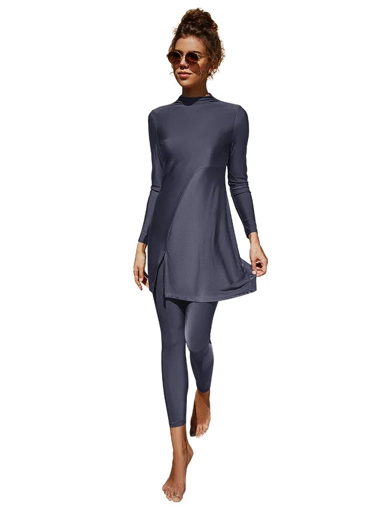Burkini Muslim Swimwear 2025 Swimming Suit For Women Plain Modest Swimsuit Islamic Clothing Sets Fashion Abaya Long Dress Large